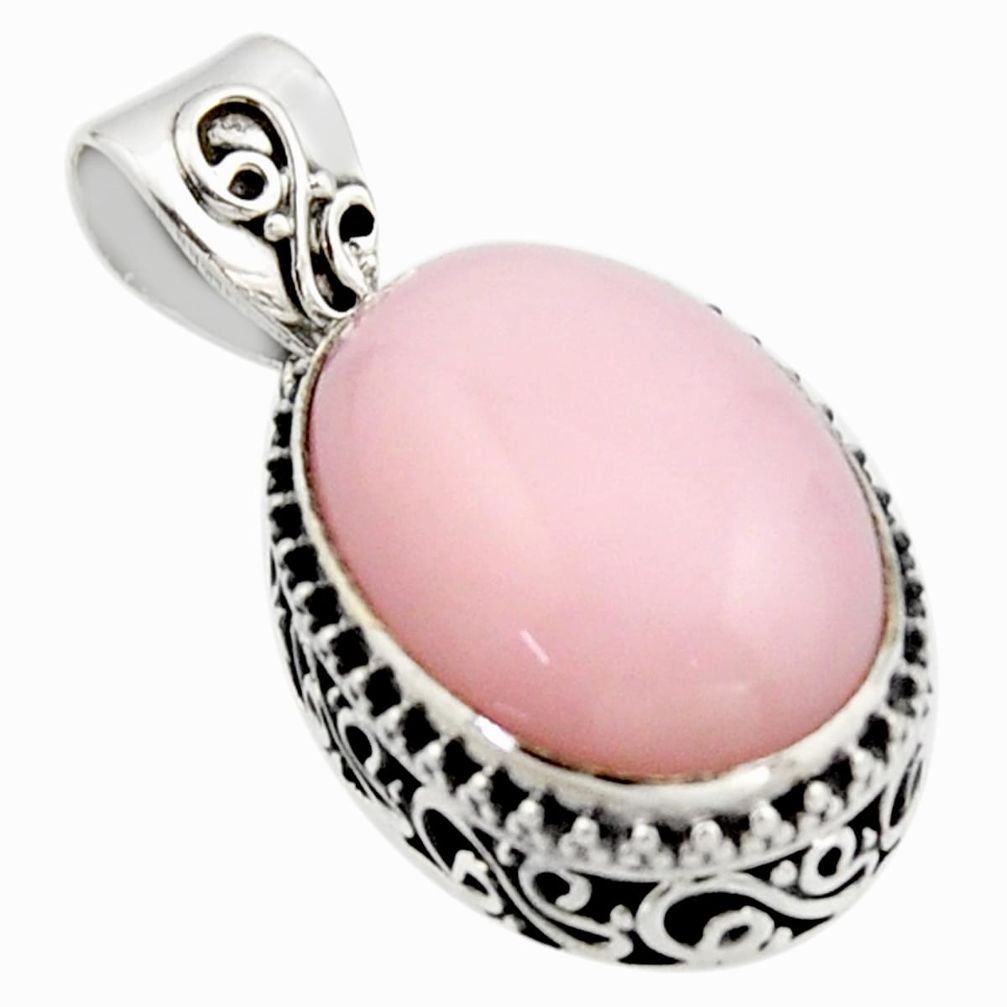 13.28cts natural pink opal 925 sterling silver pendant jewelry r17797