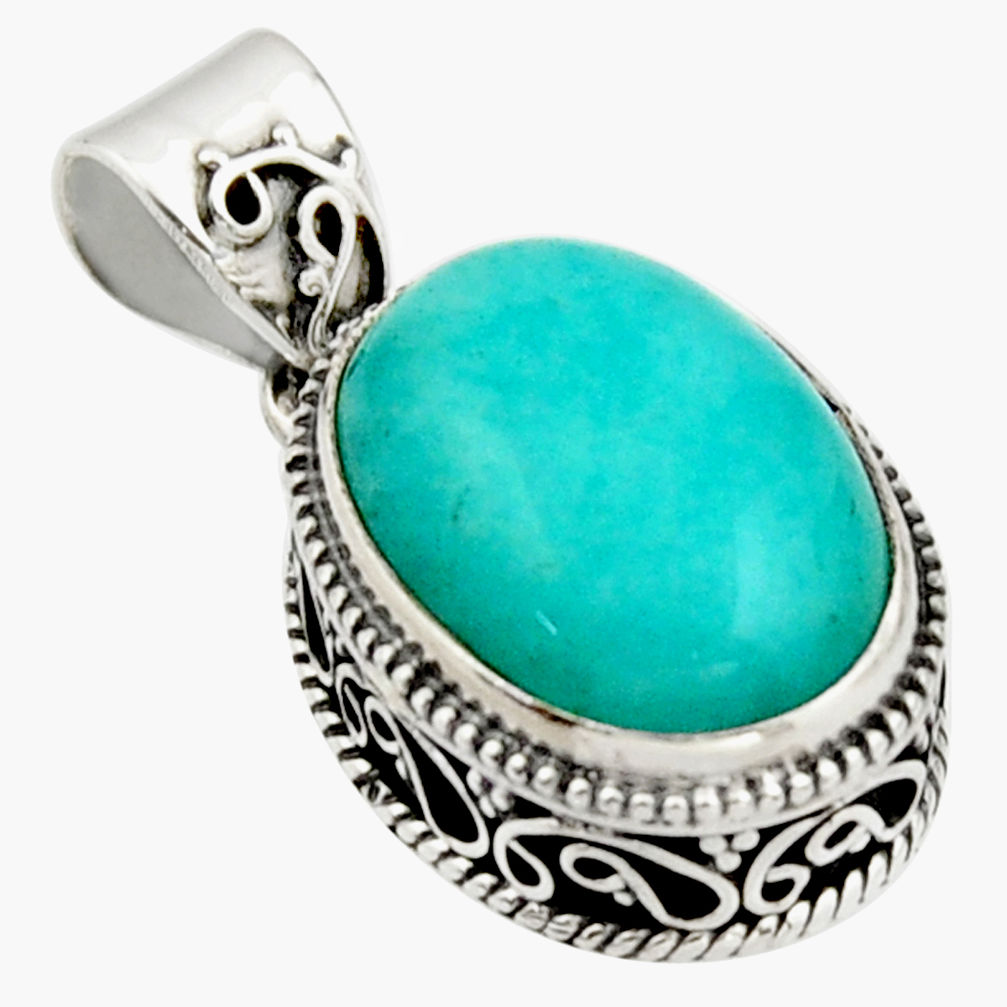 925 sterling silver 9.97cts natural green peruvian amazonite pendant r17807