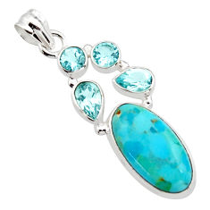 Clearance Sale- 14.12cts blue arizona mohave turquoise topaz 925 sterling silver pendant r17884