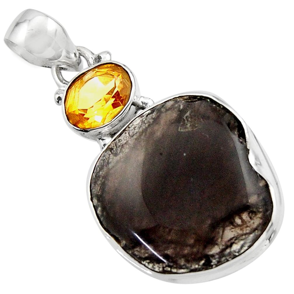 20.65cts natural brown agni manitite citrine 925 sterling silver pendant r17982