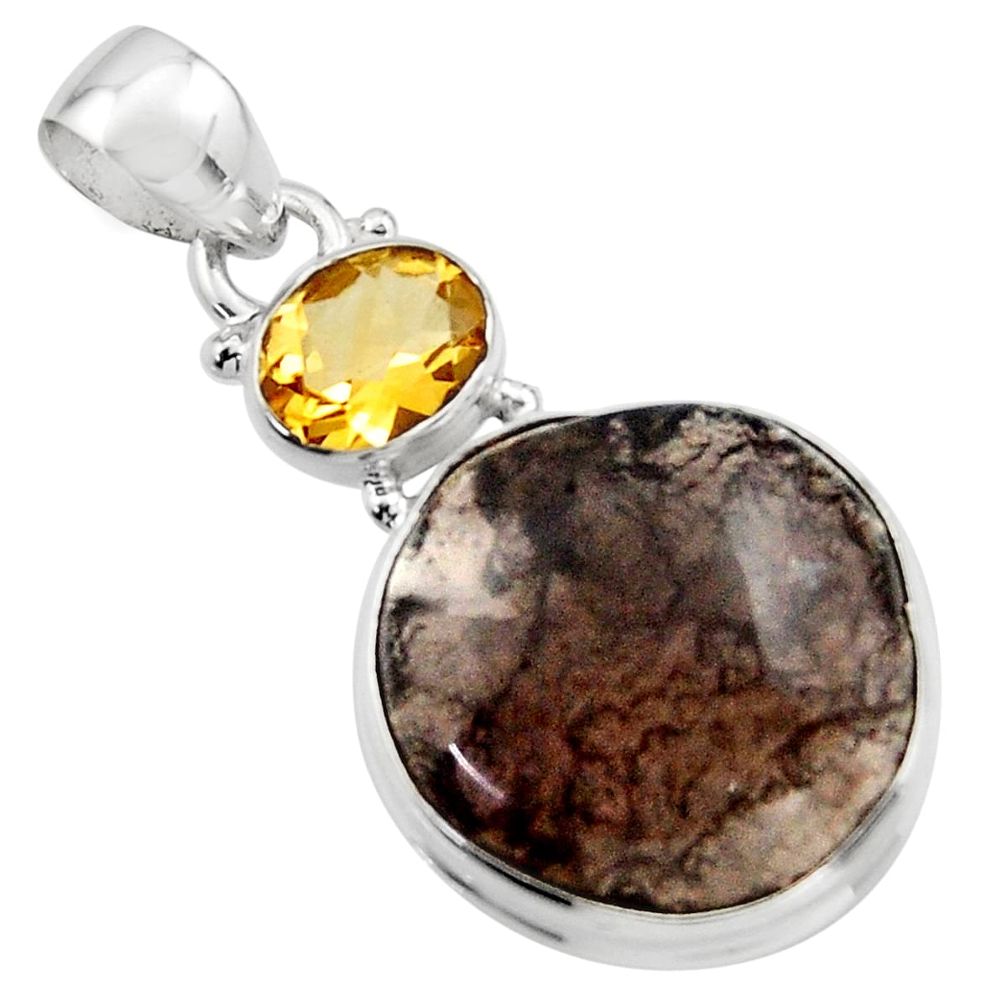 18.68cts natural brown agni manitite citrine 925 sterling silver pendant r17988