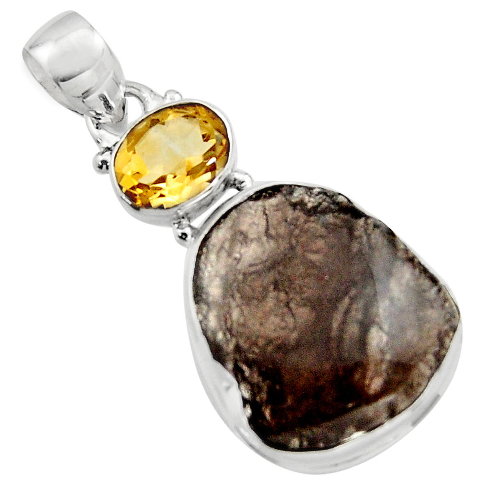 18.15cts natural brown agni manitite citrine 925 sterling silver pendant r17989