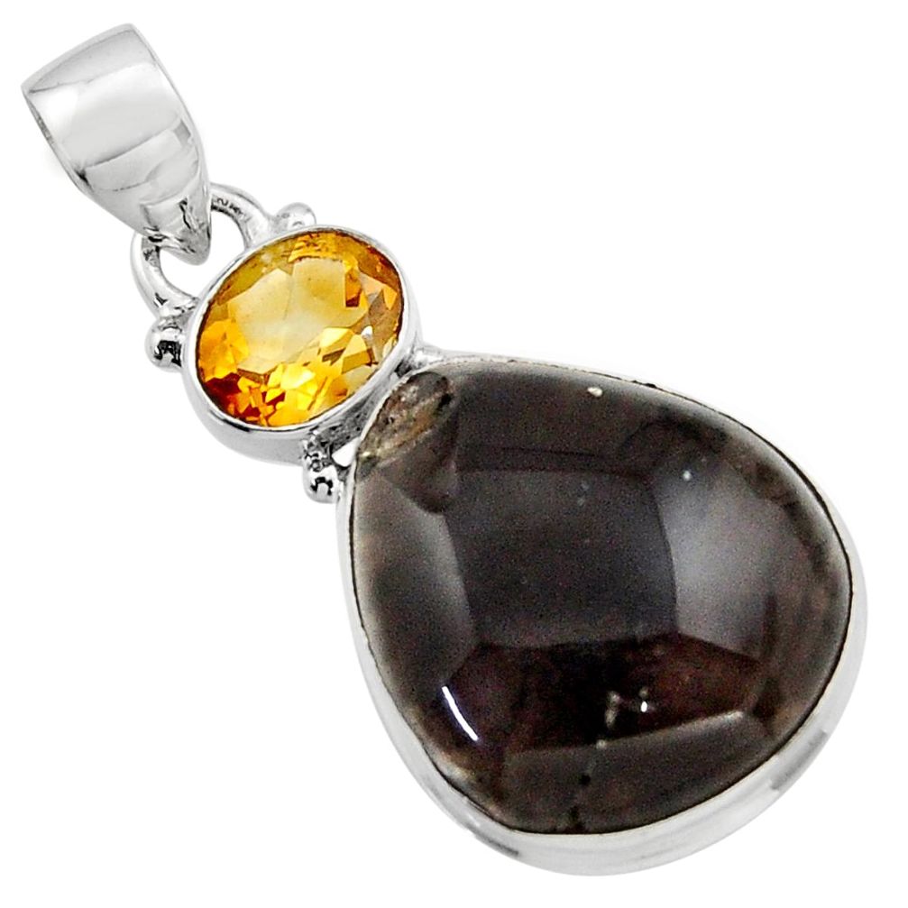 19.23cts natural brown agni manitite citrine 925 sterling silver pendant r17990