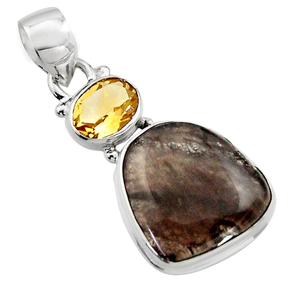 15.05cts natural brown agni manitite citrine 925 sterling silver pendant r17992