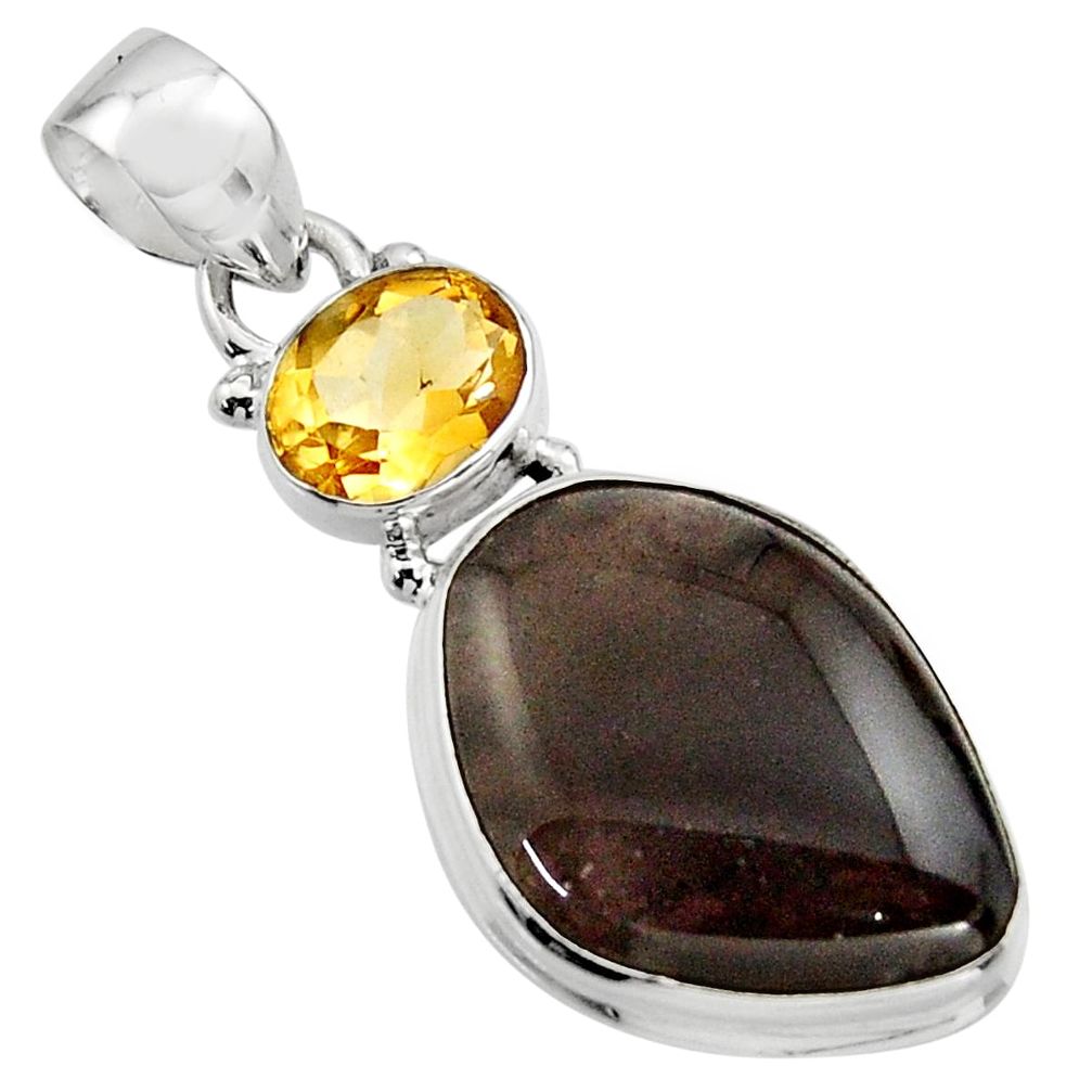 16.73cts natural brown agni manitite citrine 925 sterling silver pendant r17993