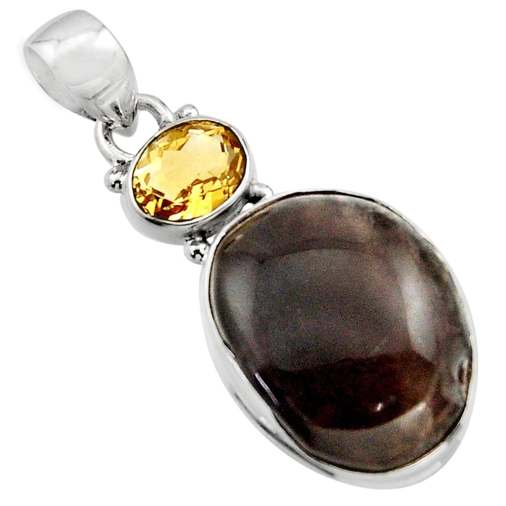 19.23cts natural brown agni manitite citrine 925 sterling silver pendant r17994