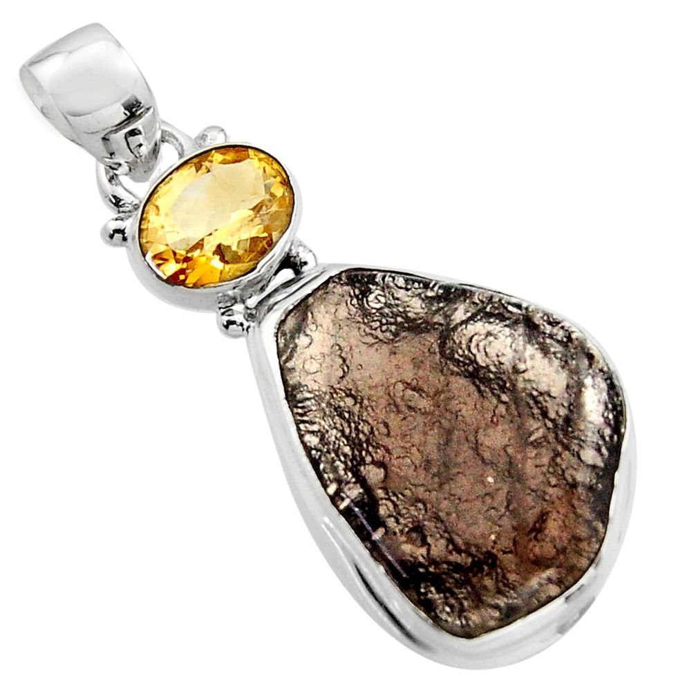 925 sterling silver 18.15cts natural brown agni manitite citrine pendant r17999