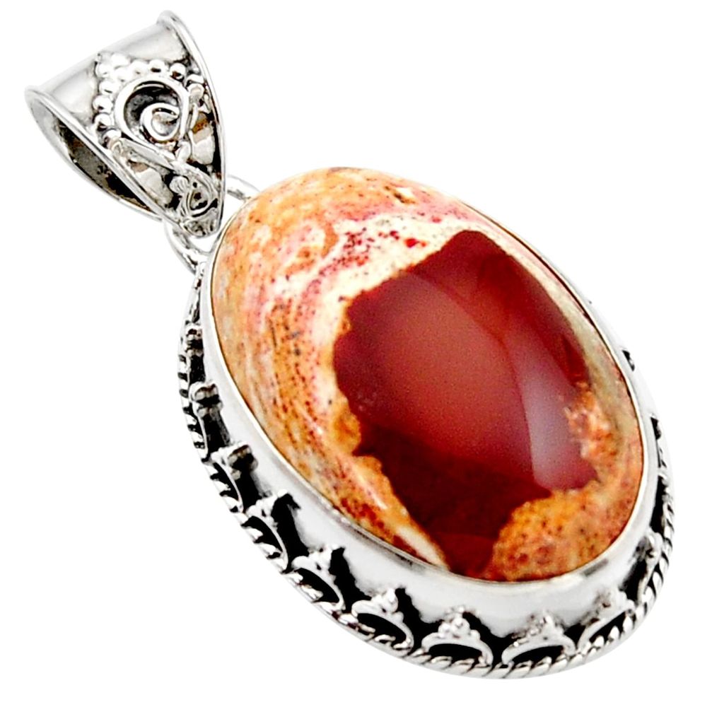 18.63cts natural orange mexican fire opal 925 sterling silver pendant r18024