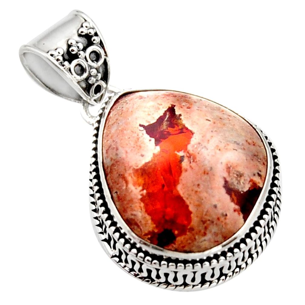 19.12cts natural orange mexican fire opal 925 sterling silver pendant r18025