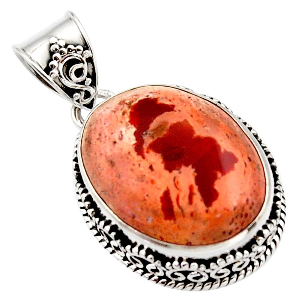 17.36cts natural orange mexican fire opal 925 sterling silver pendant r18032