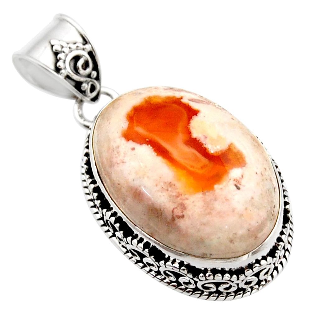 21.32cts natural orange mexican fire opal 925 sterling silver pendant r18034