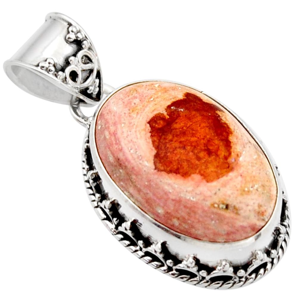 15.97cts natural orange mexican fire opal 925 sterling silver pendant r18036