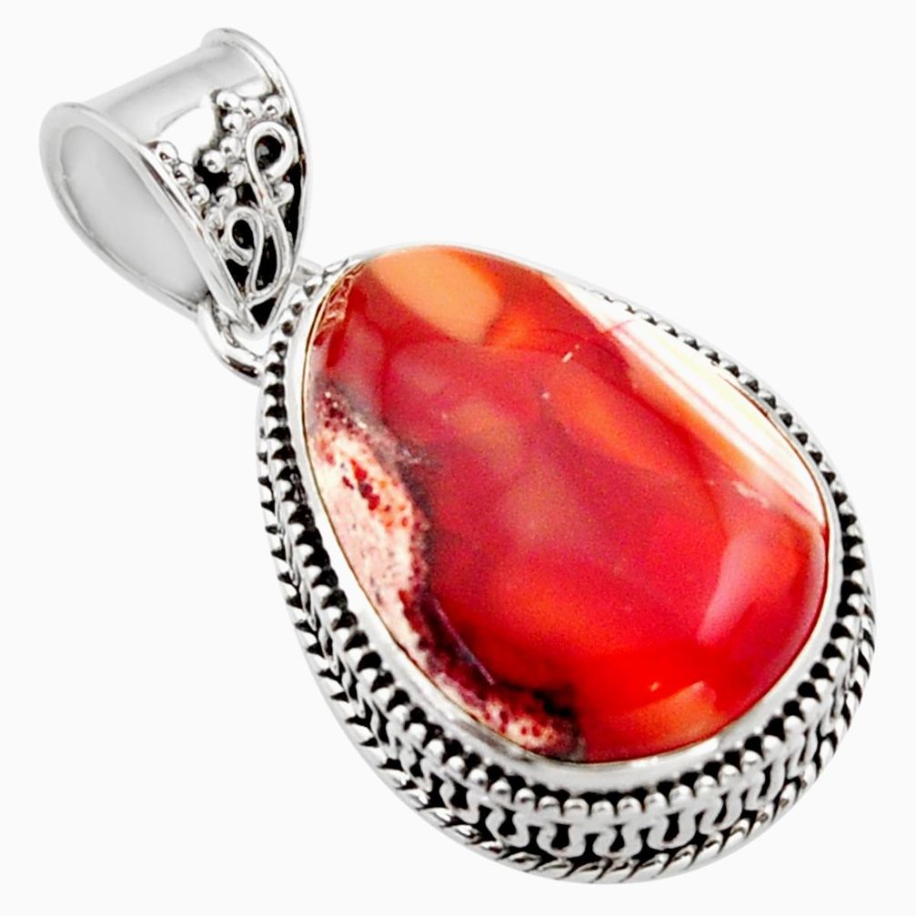 925 sterling silver 18.63cts natural orange mexican fire opal pendant r18037