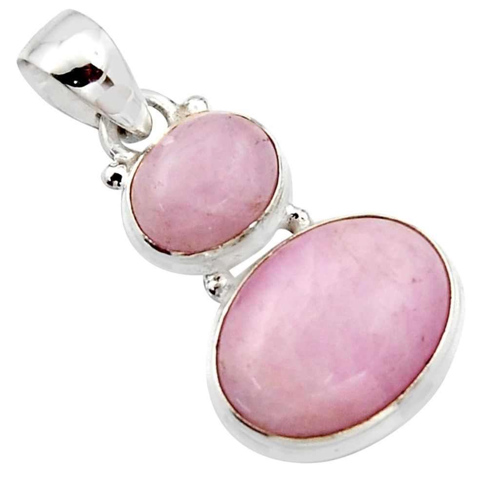 925 sterling silver 13.71cts natural pink kunzite oval pendant jewelry r18064