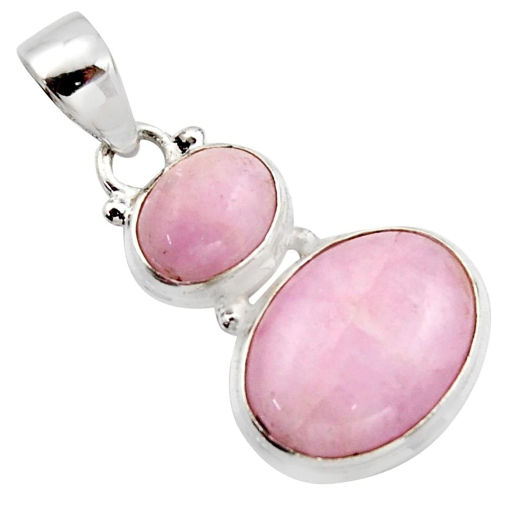 925 sterling silver 12.83cts natural pink kunzite oval shape pendant r18067