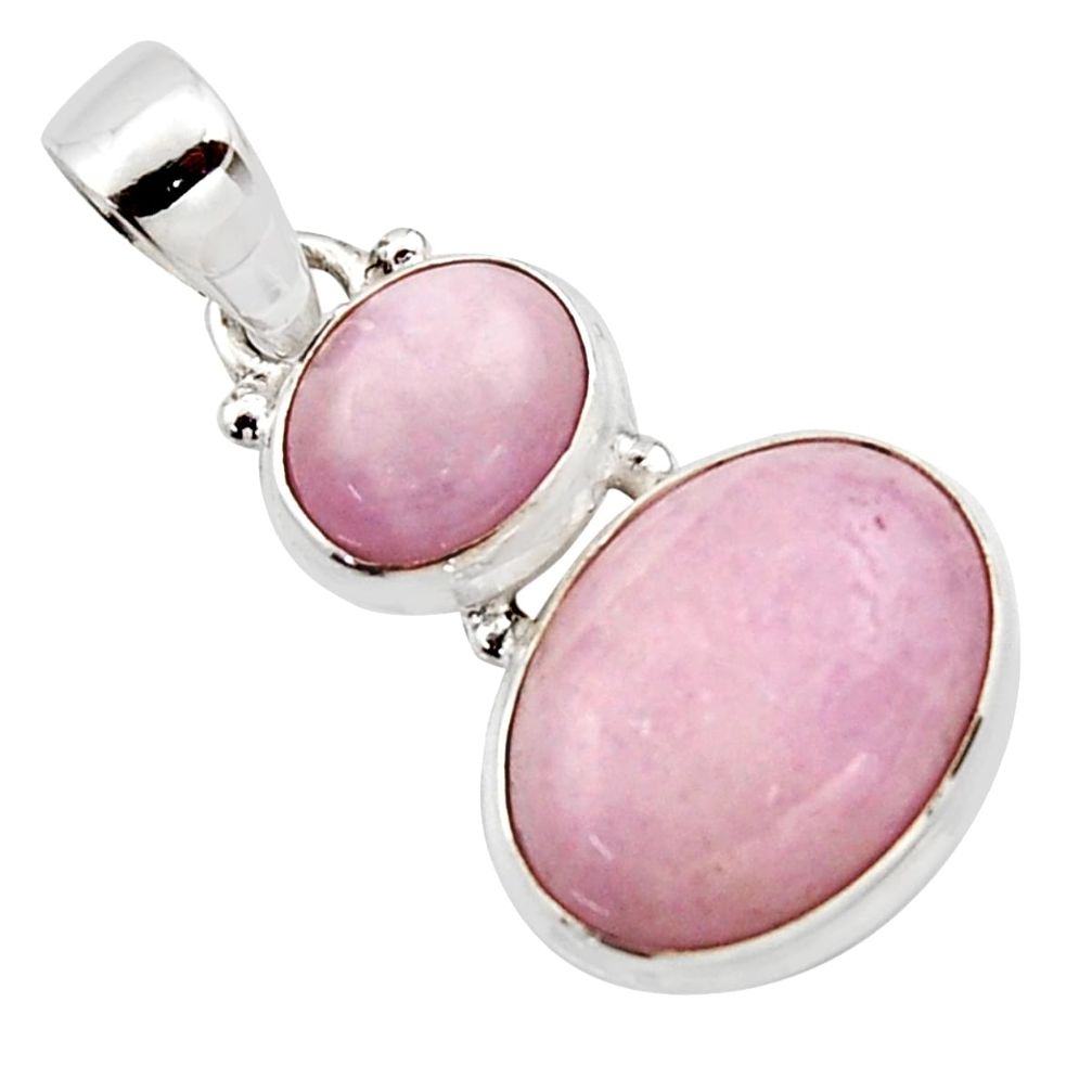 13.55cts natural pink kunzite oval 925 sterling silver pendant jewelry r18070
