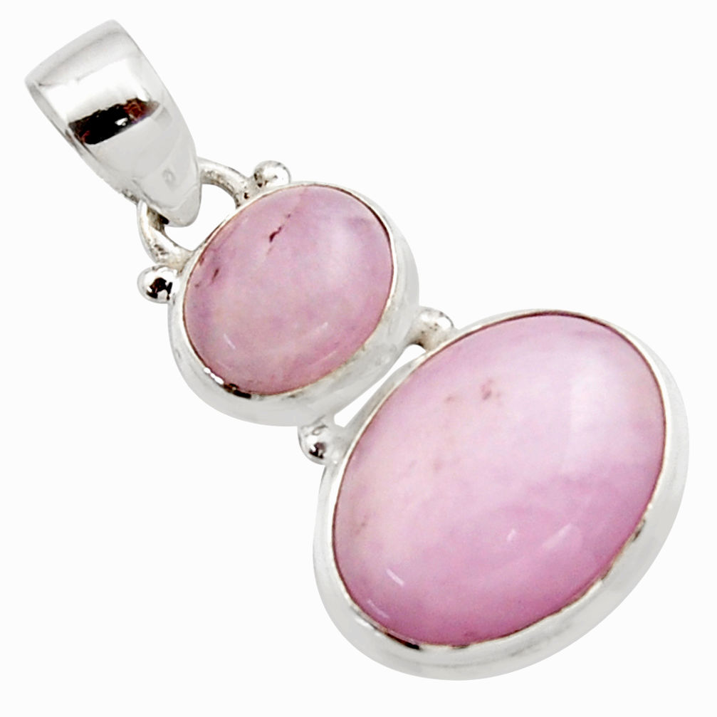 925 sterling silver 12.96cts natural pink kunzite oval pendant jewelry r18072