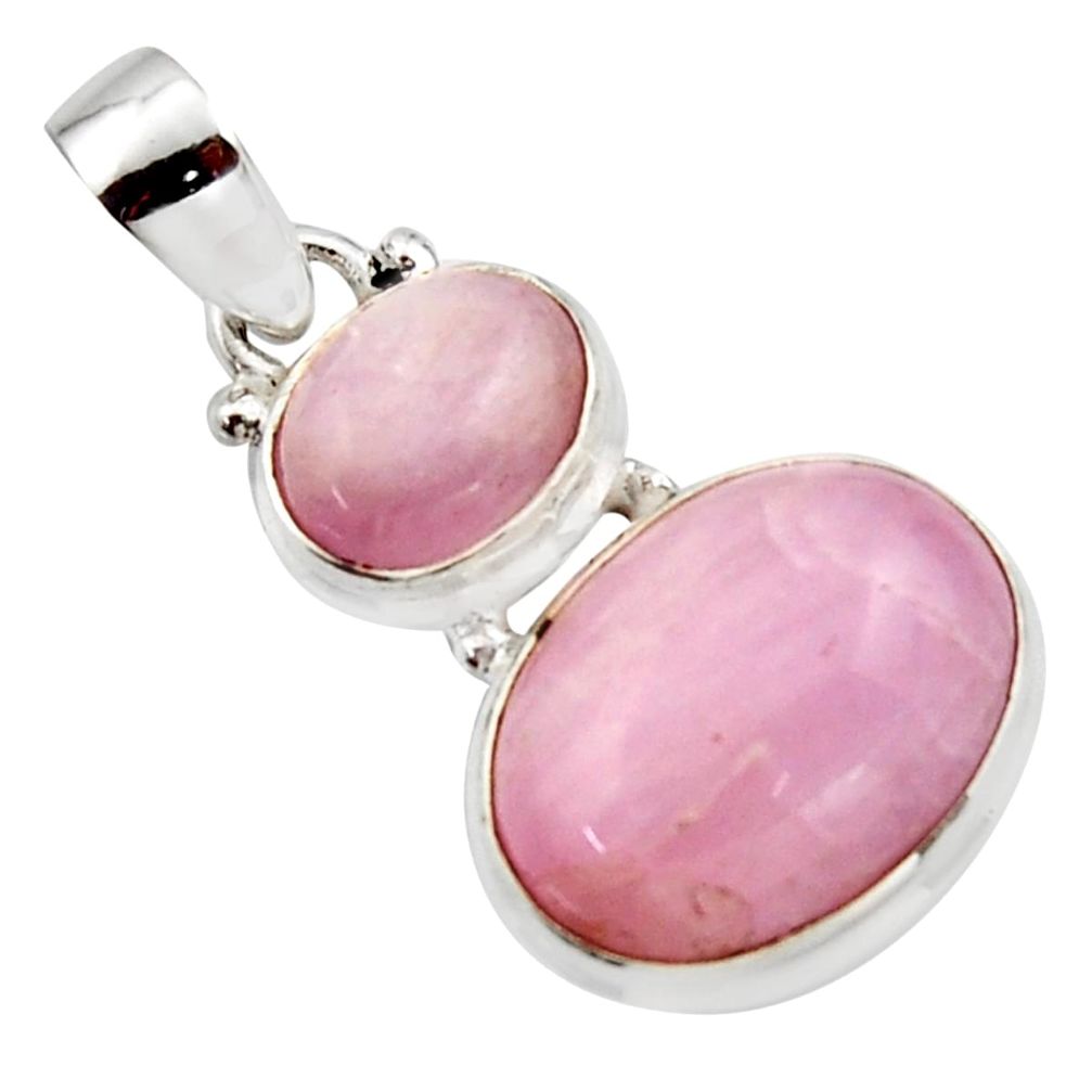 13.08cts natural pink kunzite 925 sterling silver pendant jewelry r18074