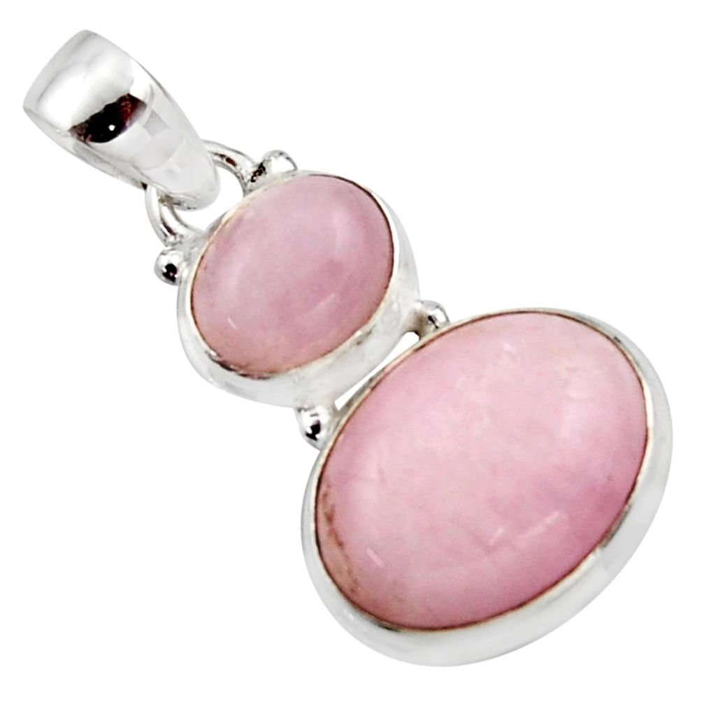 925 sterling silver 13.04cts natural pink kunzite oval pendant jewelry r18075