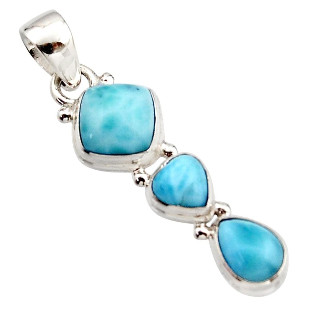 6.82cts natural blue larimar 925 sterling silver pendant jewelry r18081