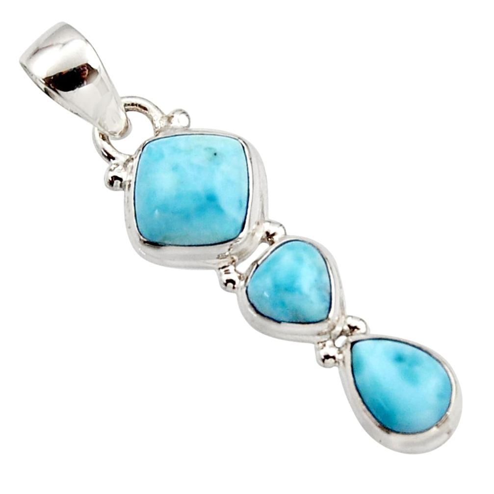 6.82cts natural blue larimar 925 sterling silver pendant jewelry r18082