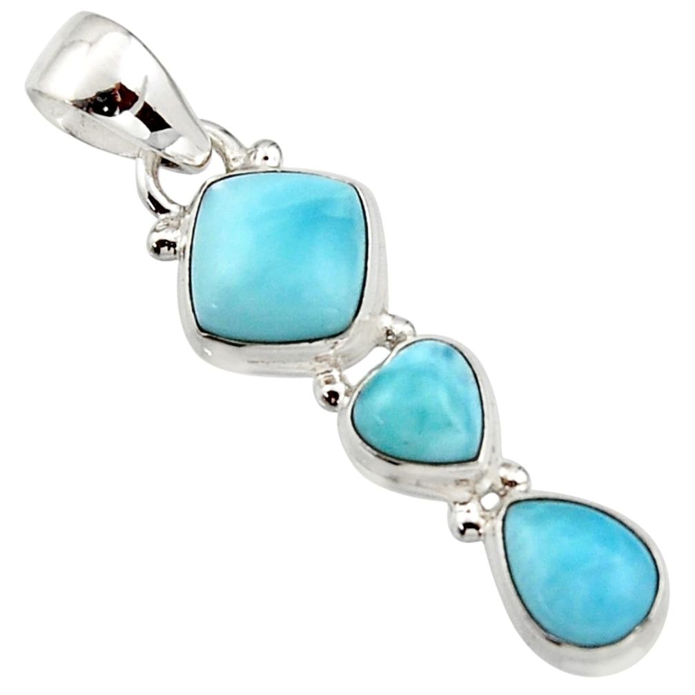 925 sterling silver 6.83cts natural blue larimar cushion pendant jewelry r18084