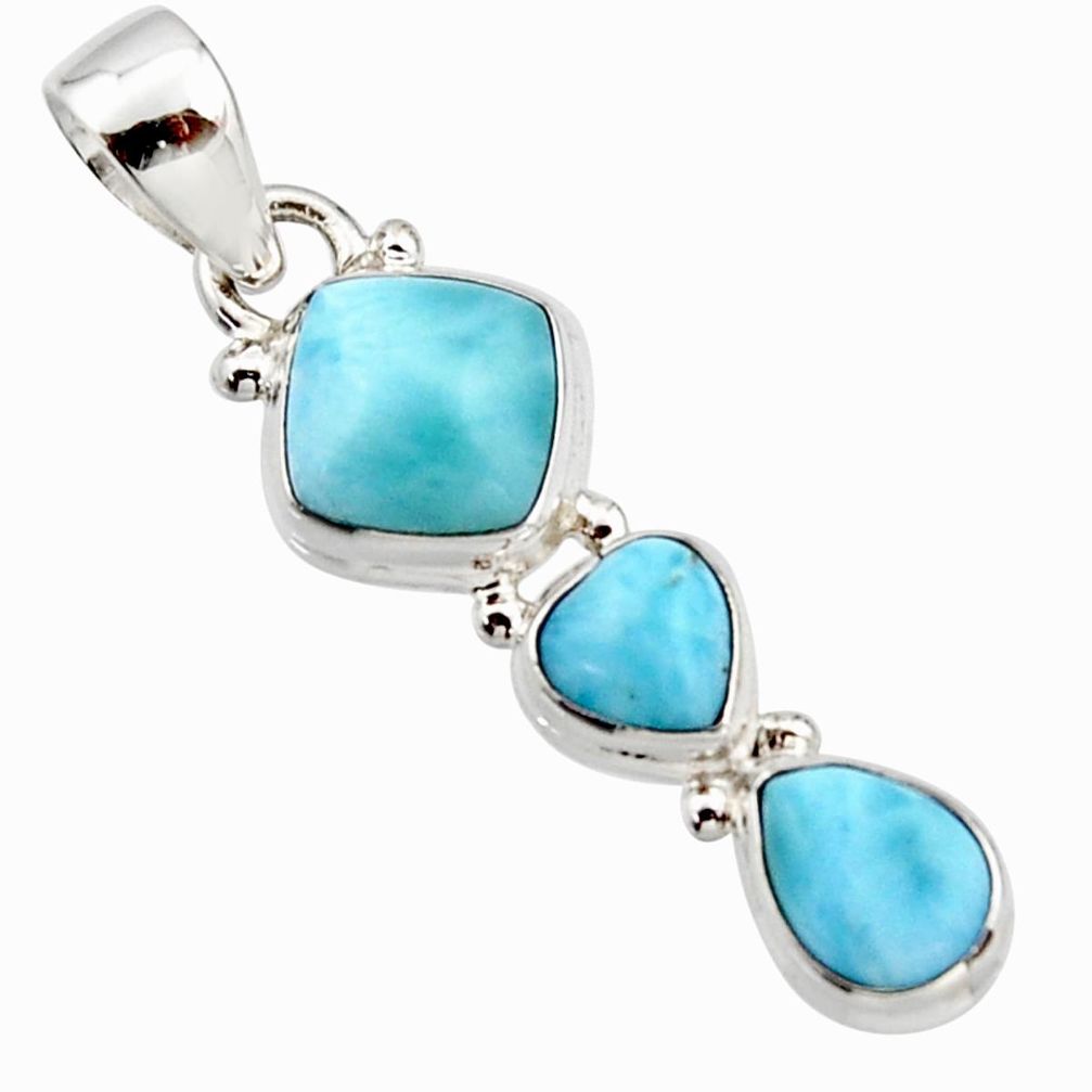 6.85cts natural blue larimar 925 sterling silver pendant jewelry r18085