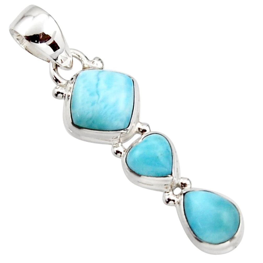925 sterling silver 6.45cts natural blue larimar cushion pendant jewelry r18088