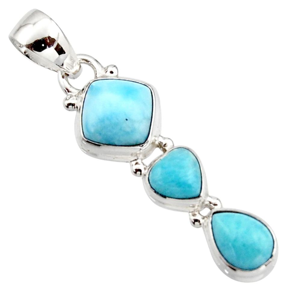 7.17cts natural blue larimar 925 sterling silver pendant jewelry r18089