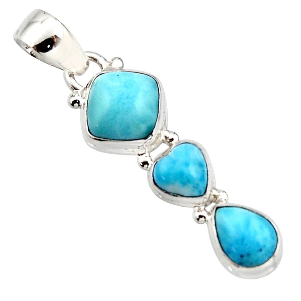 6.82cts natural blue larimar 925 sterling silver pendant jewelry r18091