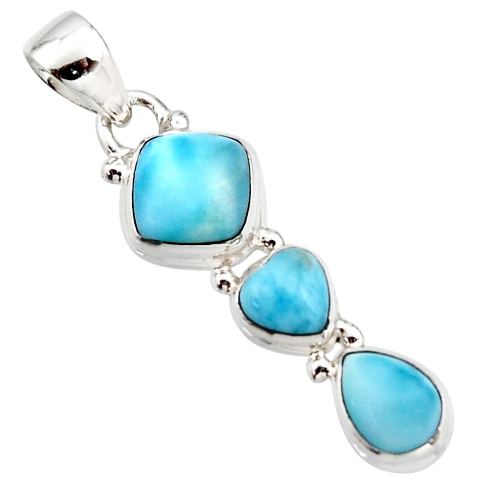 925 sterling silver 6.82cts natural blue larimar pendant jewelry r18092