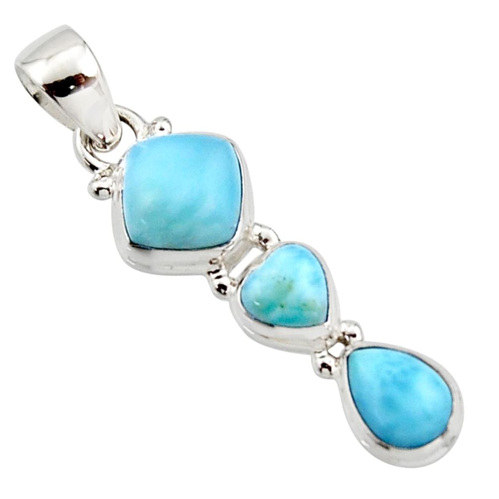 7.15cts natural blue larimar 925 sterling silver pendant jewelry r18093
