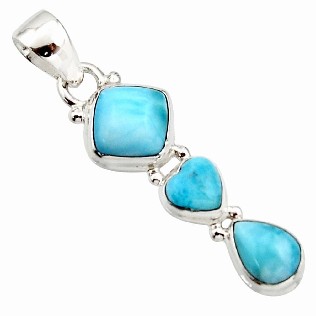 6.82cts natural blue larimar 925 sterling silver pendant jewelry r18094