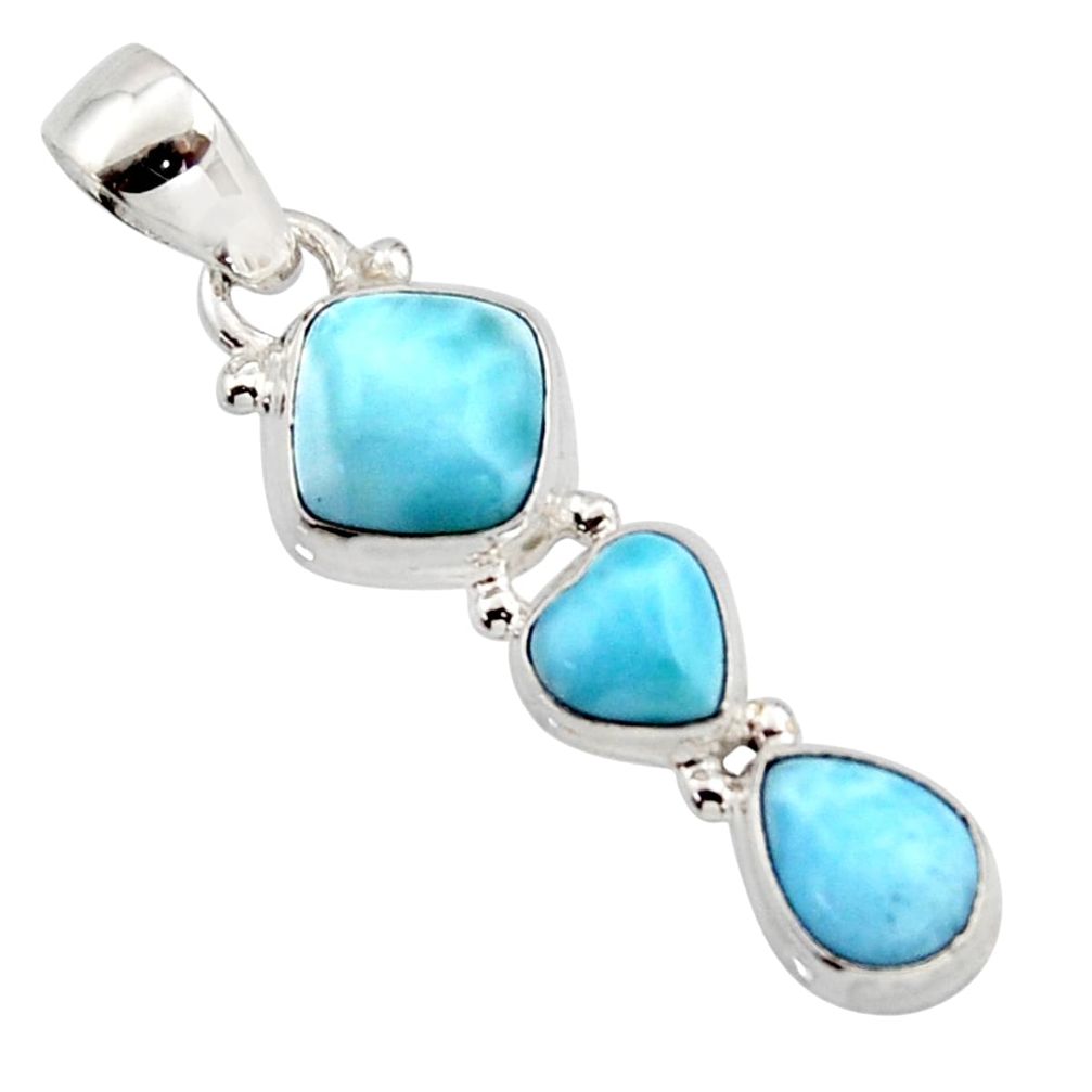 6.82cts natural blue larimar 925 sterling silver pendant jewelry r18096