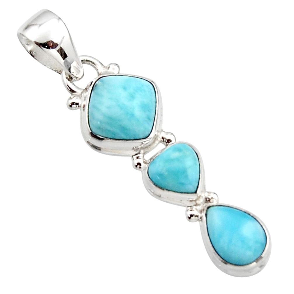 6.82cts natural blue larimar 925 sterling silver pendant jewelry r18097