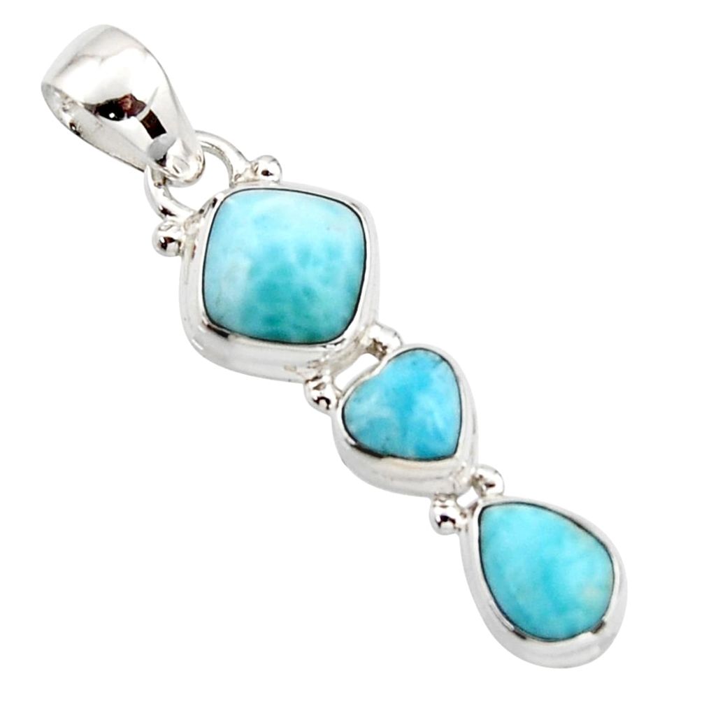 6.77cts natural blue larimar 925 sterling silver pendant jewelry r18099