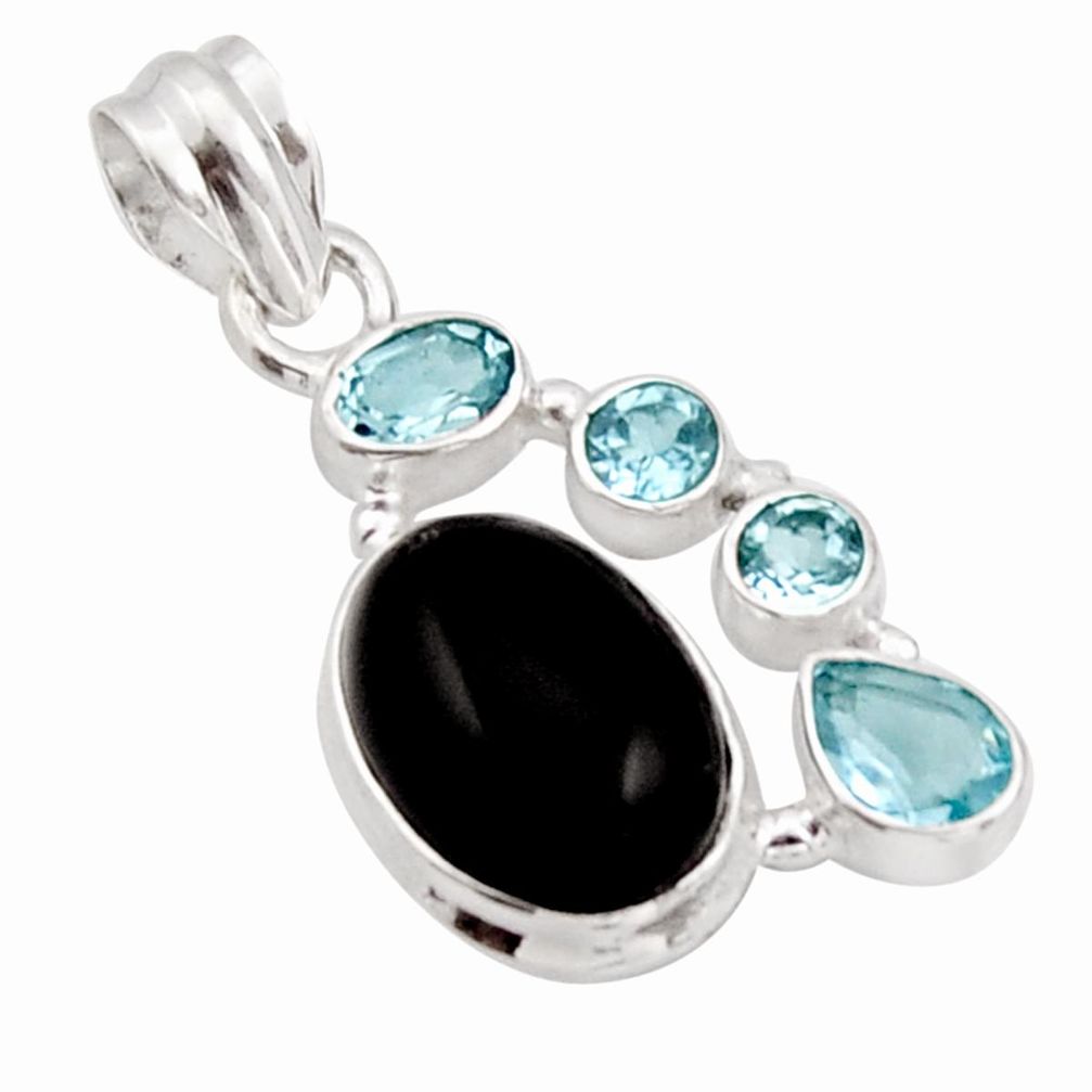 925 sterling silver 10.24cts natural rainbow obsidian eye topaz pendant r18311