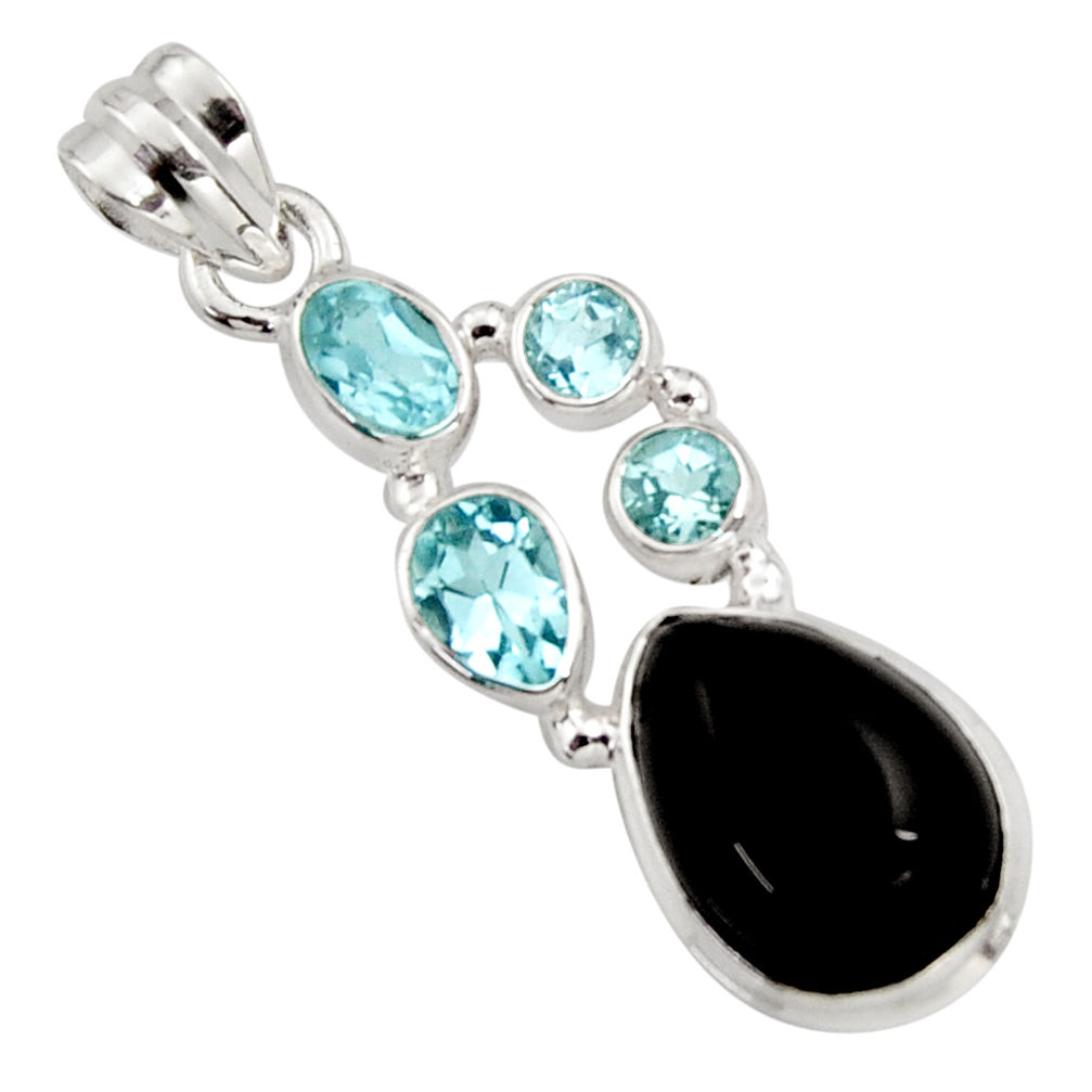 925 sterling silver 10.24cts natural rainbow obsidian eye topaz pendant r18314