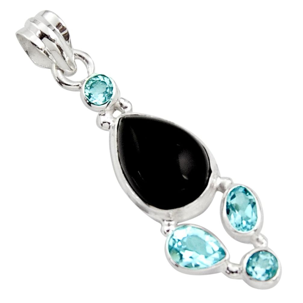 925 sterling silver 10.13cts natural rainbow obsidian eye topaz pendant r18320