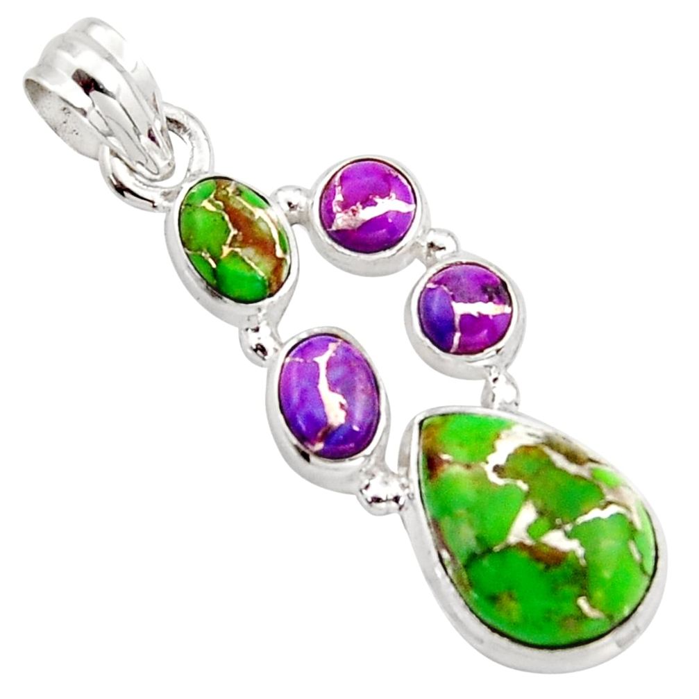 9.61cts multi color copper turquoise 925 sterling silver pendant jewelry r18357