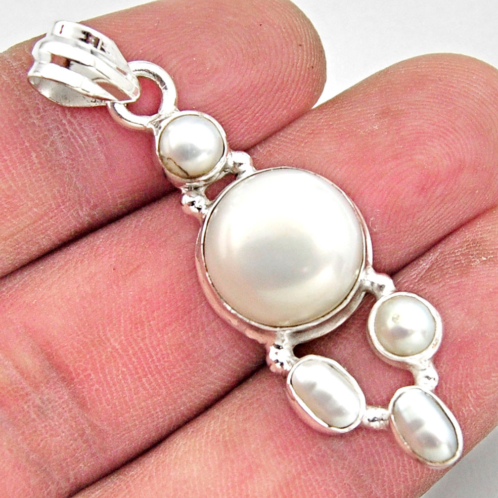 13.05cts natural white pearl 925 sterling silver pendant jewelry r18365