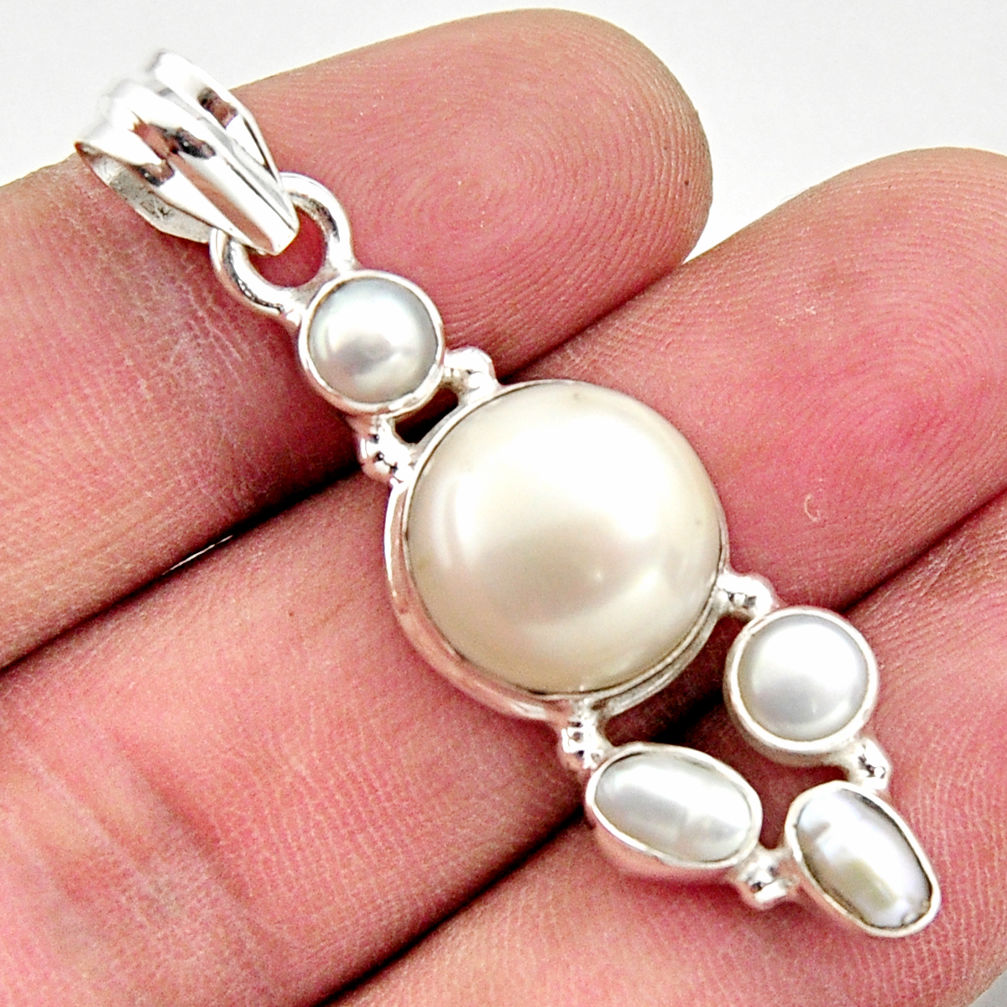 12.69cts natural white pearl 925 sterling silver pendant jewelry r18370
