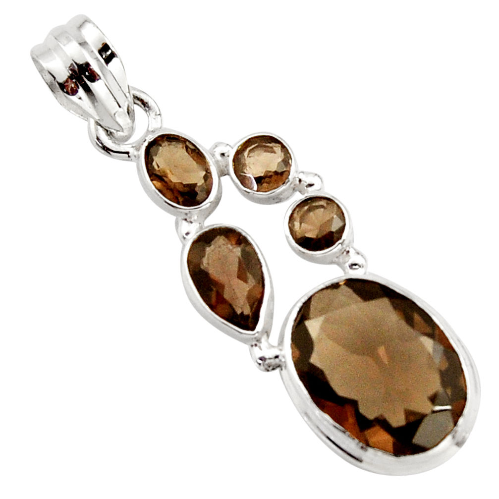 12.07cts brown smoky topaz 925 sterling silver pendant jewelry r18402