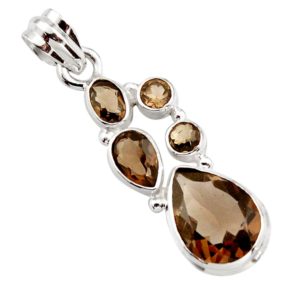 11.62cts brown smoky topaz 925 sterling silver pendant jewelry r18408