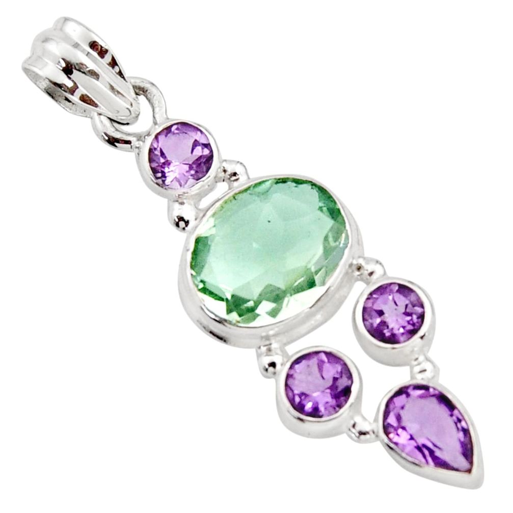 10.60cts natural green amethyst amethyst 925 sterling silver pendant r18420