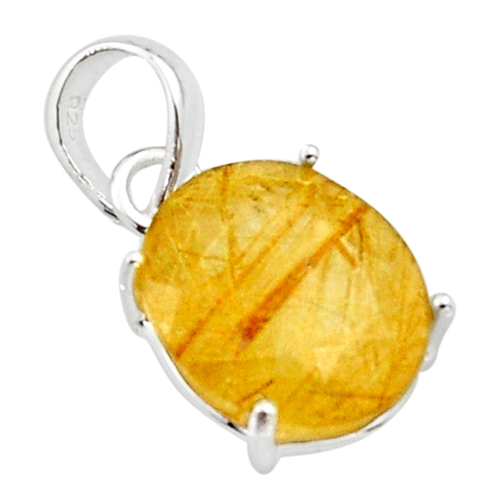 7.23cts natural faceted golden rutile 925 sterling silver pendant r18873