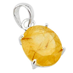 6.57cts natural faceted golden rutile 925 sterling silver pendant r18879
