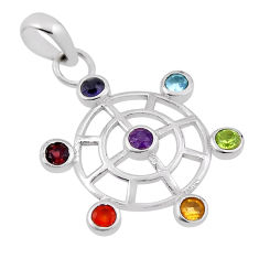 Amethyst cornelian citrine topaz garnet peridot 925 silver chakra pendant n34613