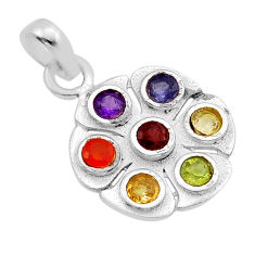 2.38cts amethyst cornelian garnet citrine peridot silver chakra pendant y94248