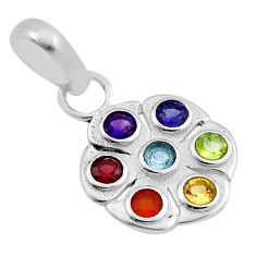 Amethyst cornelian garnet citrine peridot topaz 925 silver chakra pendant n26781